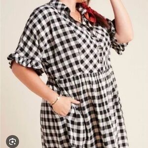 Anthropologie Porridge dress 2X black-and-white gingham mini